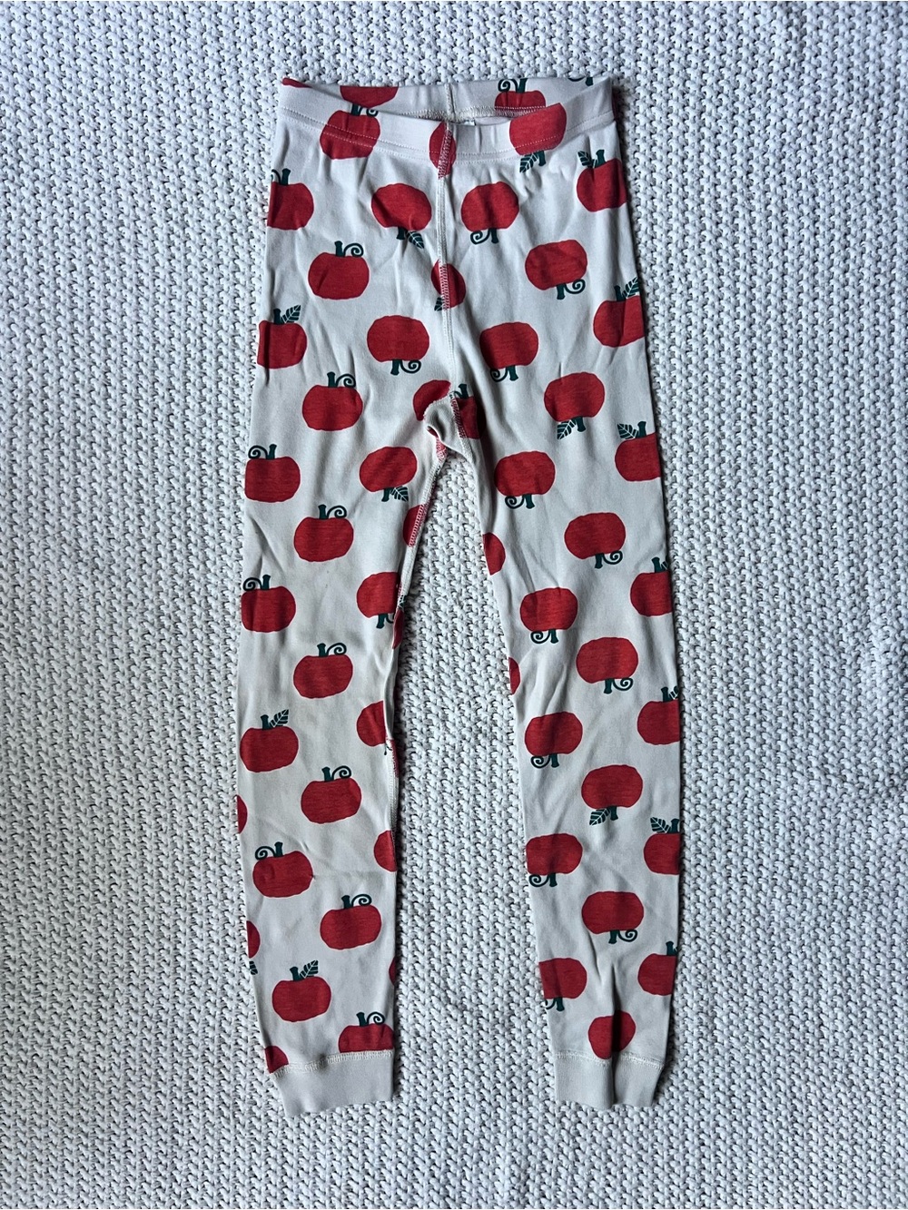Hanna Andersson White and Orange Pumpkin Organic Cotton Pajama Pants Kids Size 8